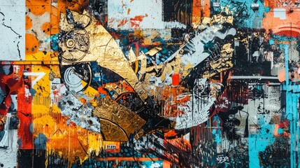 Fototapeta premium Vibrant Abstract Street Art with Colorful Textures and Patterns