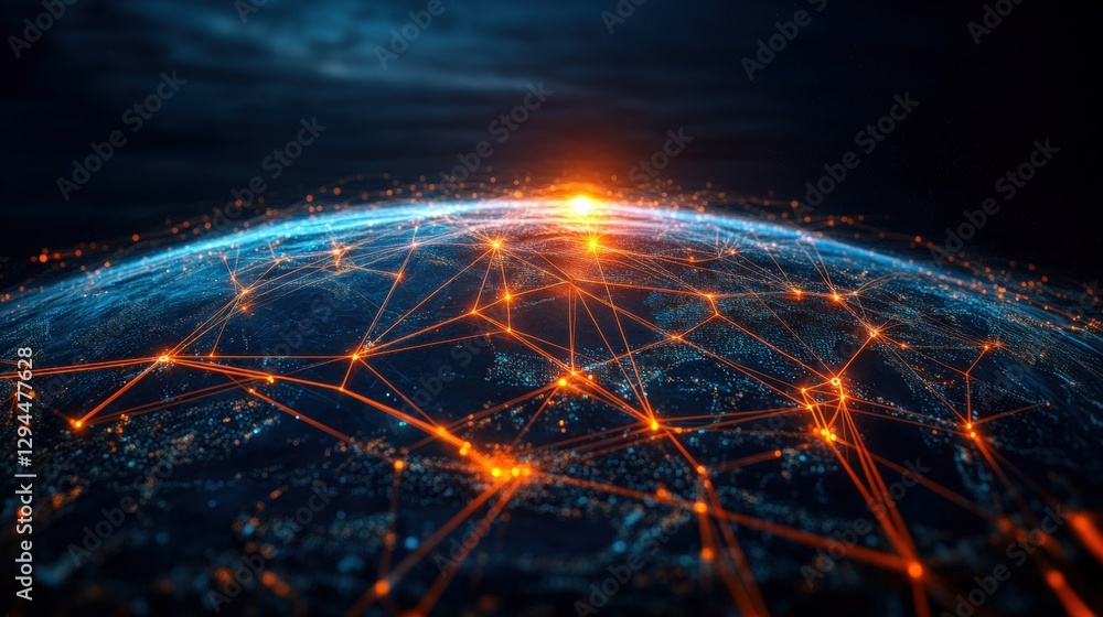 Aufkleber globe with illuminated network connections representing global communication and technology on earth