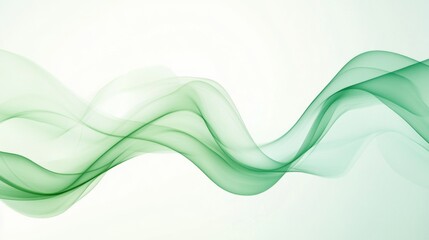 Fototapeta premium Abstract green wave pattern with flowing lines on light background
