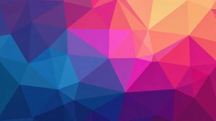Obraz premium Abstract Geometric Colorful Triangular Mosaic Design Featuring Vibrant Hues of Pink, Purple, and Blue