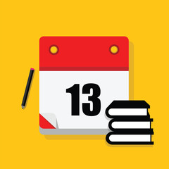 calender icon, 13 saturday icon with yellow background