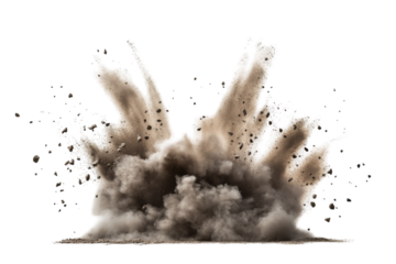 Explosive dust cloud eruption transparency background png format abstract art dynamic scene