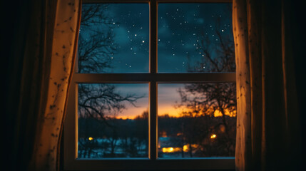 Bedroom window night view scenery landscape interior inspiration backdrop wallpaper background