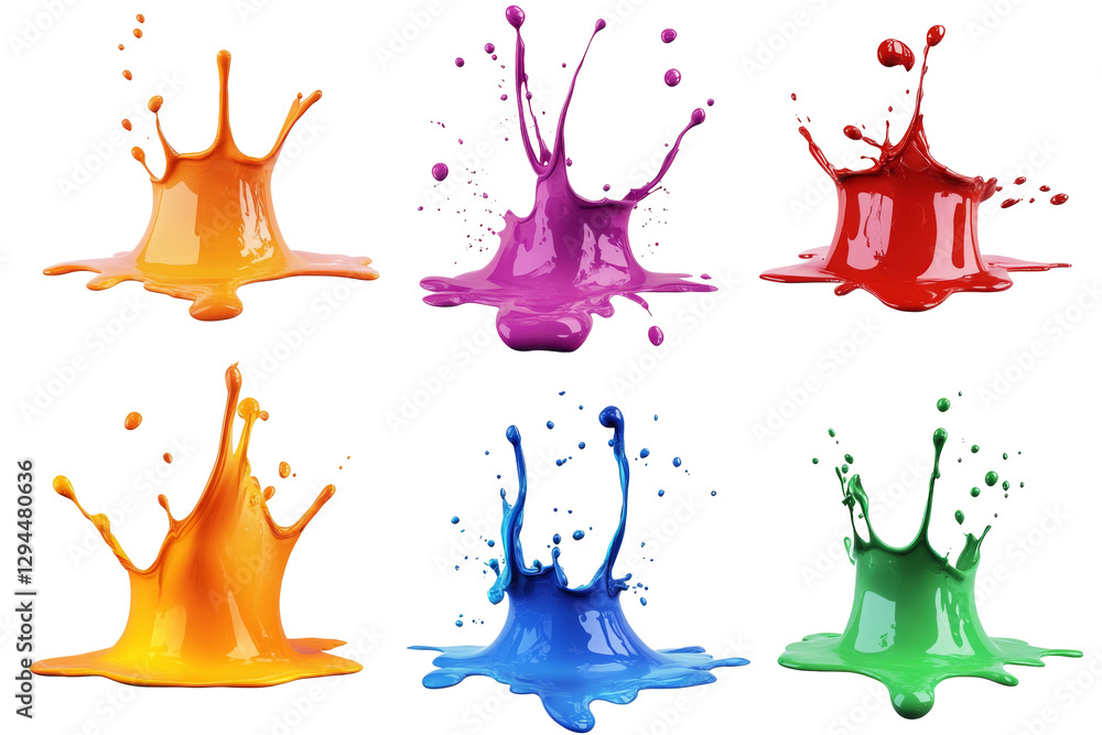 Poster vibrant paint splash action studio png transparent background colorful environment dynamic viewpoint