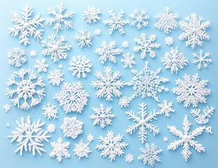 Festive snowflake arrangement on light blue background