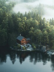 Fototapeta premium House on small island