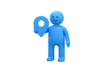 Isolated Cartoon Character Displaying Accurate Map Pointer Location