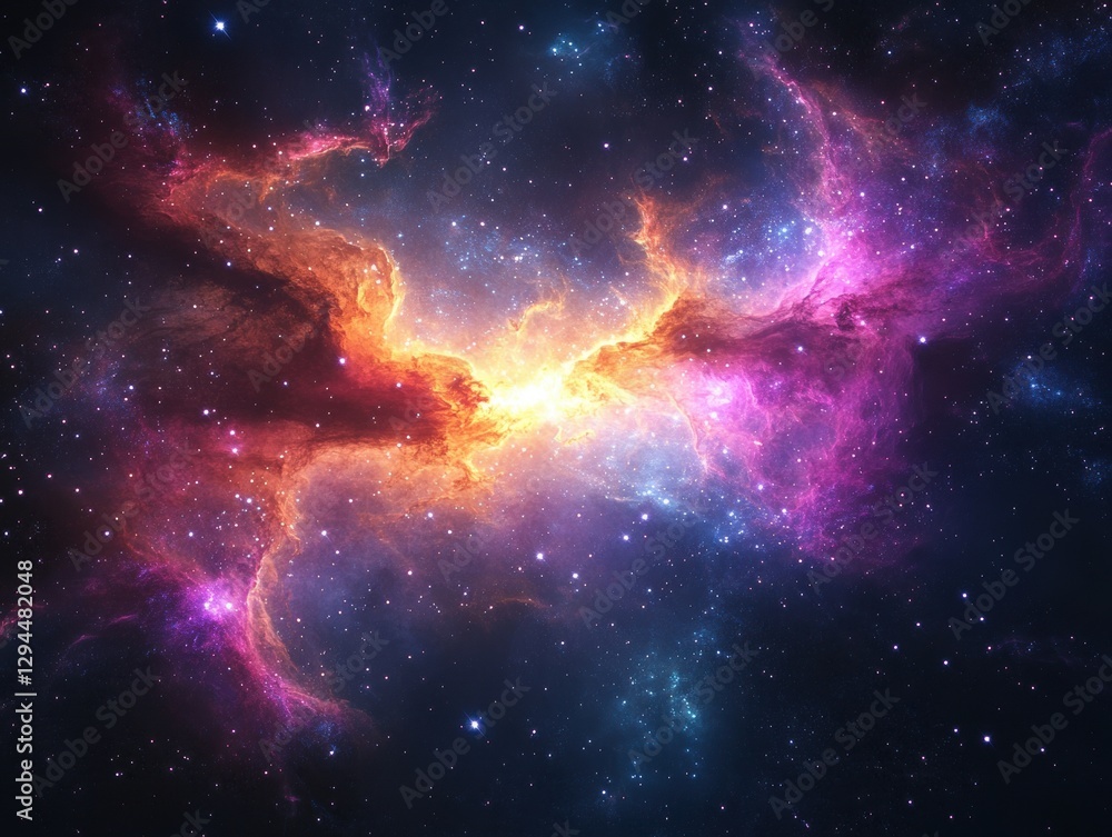 Aufkleber ethereal cosmic nebula with vibrant colors and sparkling stars creating a celestial spectacle for sp