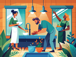 Cozy Kitchen Gathering: Diverse Friends Cooking and Enjoying Together in Vibrant Home Setting