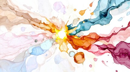 Abstract Colorful Ink Burst   Fluid Art  Swirls  Paint Explosion  Vibrant Hues  Background