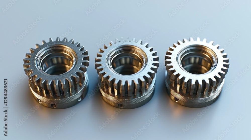 Poster Three gears arranged in a row on a neutral background