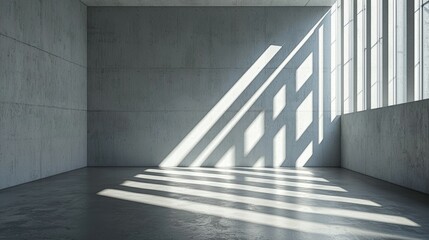 Empty Modern Room with Natural Light and Shadow Patterns