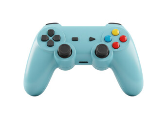 Isolated Turquoise Gaming Controller with Colorful Buttons