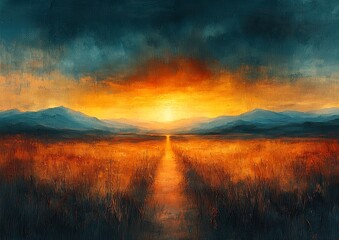 Obraz premium Oil painting ofa nature landscape