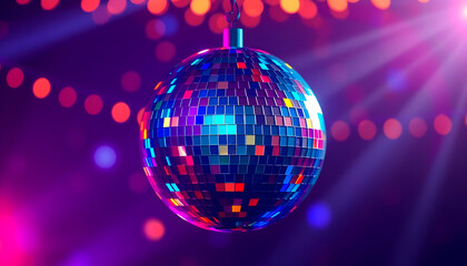 Abstract disco ball_Background with lights.