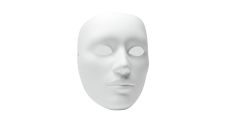 Isolated White Mask: Blank Canvas for Expression and Identity