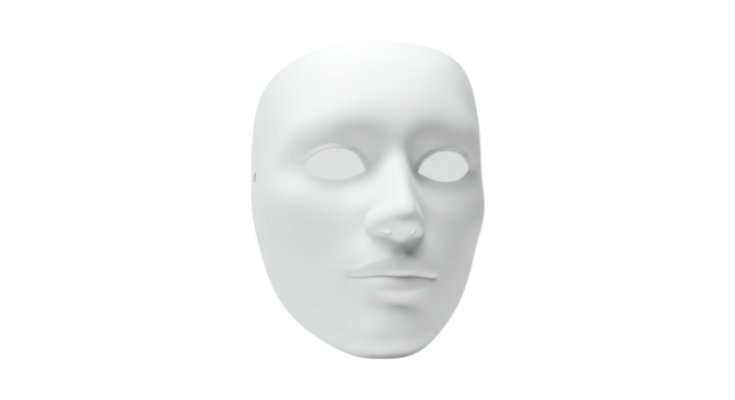 Isolated White Mask: Blank Canvas for Expression and Identity