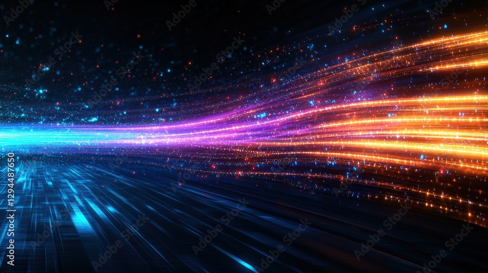 Aufkleber dark room with neon lights and motion blur effects creating an abstract background design