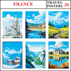 France Lyon Dordogne ecrins National Park Travel Poster Wall Art Print Collection Set Part 20