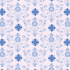 seamless pattern with blue flowers