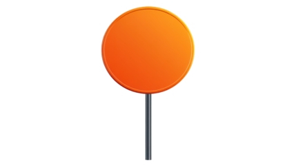 Blank orange round sign for inserting traffic warning symbols.