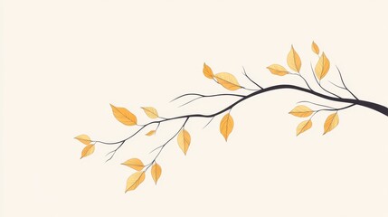 Elegant branch with autumn leaves on light background