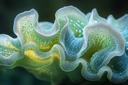 A close-up of Acetabularia algae, detailed and scientific, marine theme