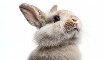 Cute Fluffy Bunny Rabbit Closeup  Easter Animal  White Background