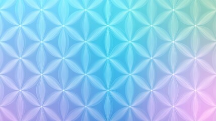 Fototapeta premium Geometric flower pattern in pastel colors with soft gradient background