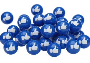 Isolated Pile of Thumbs Up Emblems Scattered