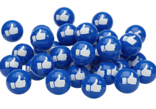 Isolated Pile of Thumbs Up Emblems Scattered