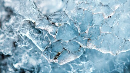 Obraz premium Close-Up View of Cracked Ice Textures in Natural Light