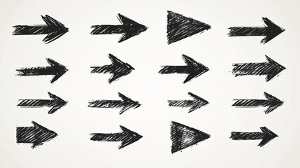 Hand-drawn black arrows on white background in various directions and styles