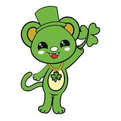 Lucky monkey cartoon smiling together as cute amphibian characters
