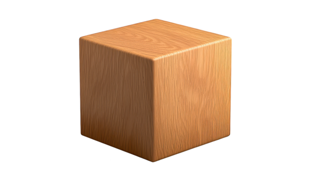 Isolated wooden cube on black background, a minimalist study of form and texture