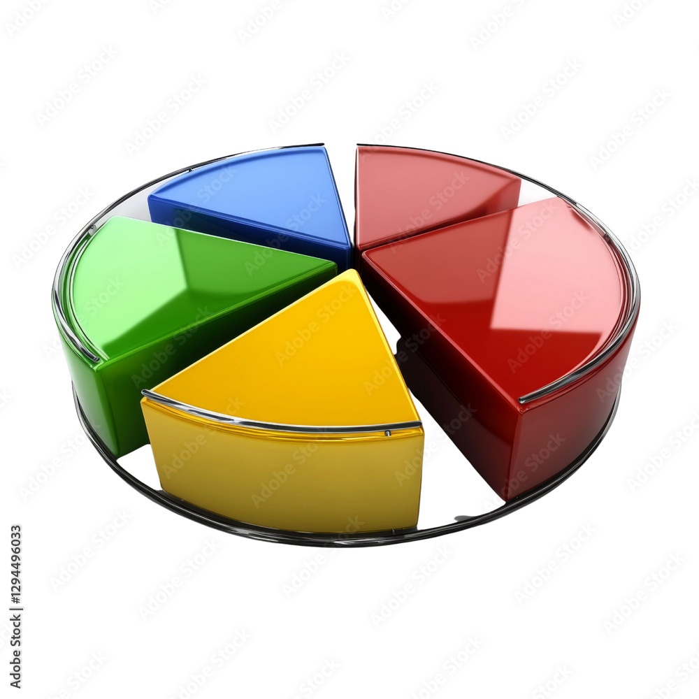 Aufkleber Colorful pie chart with segments in red, blue, green, and yellow, representing data visualization and analysis