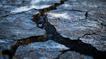 Close-Up of Cracked Ground in a Dry Landscape Revealing Texture