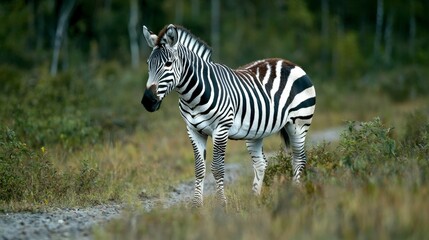 Fototapeta premium Majestic Zebra in African Savanna Wildlife Photography