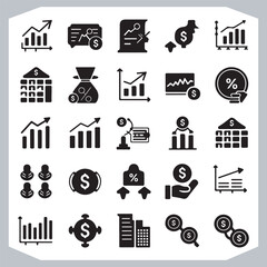 High Quality Data Diagram and Economy Statistic Icons for Business Reports