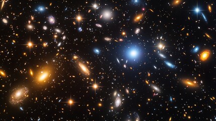 Fototapeta premium Distant Galaxies in Deep Space, Universe Exploration