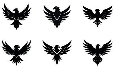 Powerful Black Eagle Silhouette Design Set for Branding