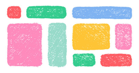 Organic Crayon Rectangle Frame Shapes Set. Hand Drawn Abstract Vector Fluid Square Blobs. Wavy Irregular Flat Text Box Spots Collection. Curvy Random Bento Style Childish Colorful Banners. Isolated