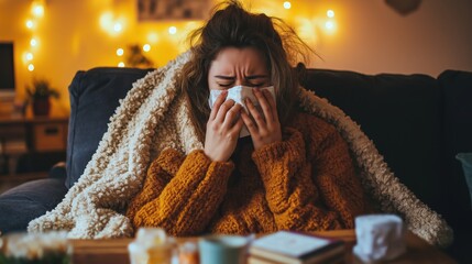 Pessoas doentes descansando em casa com resfriado ou gripe