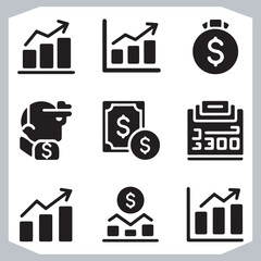 High Quality Data Diagram and Economy Statistic Icons for Business Reports