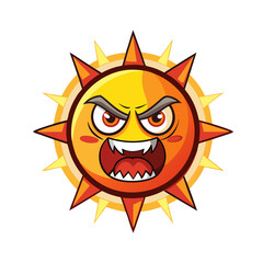 Anger Emoji Sun Vector Art – Expressive Angry Sun Design with Bold Text for Social Media & Memes, Angry Sun Emoji Vector – Meme-Worthy Rage Art, Anger Sun Design – Cartoon Emoji Clipart, Rage Sun  