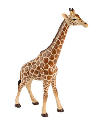 Obraz premium A ceramic figurine of a giraffe, isolated on white background