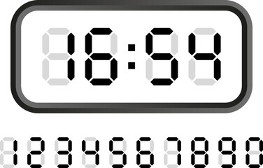 Digital Clock Number Set – Electronic Figures Vector Illustration