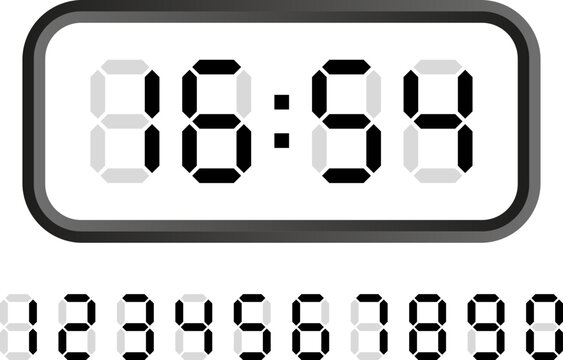 Digital Clock Number Set – Electronic Figures Vector Illustration
