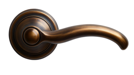 Realistic Photo of Antique Brass Door Handle on Black Background
