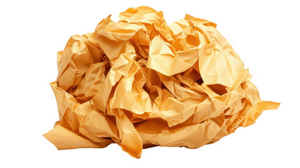 Crumpled paper on black background, abstract texture of messy creativity and office waste